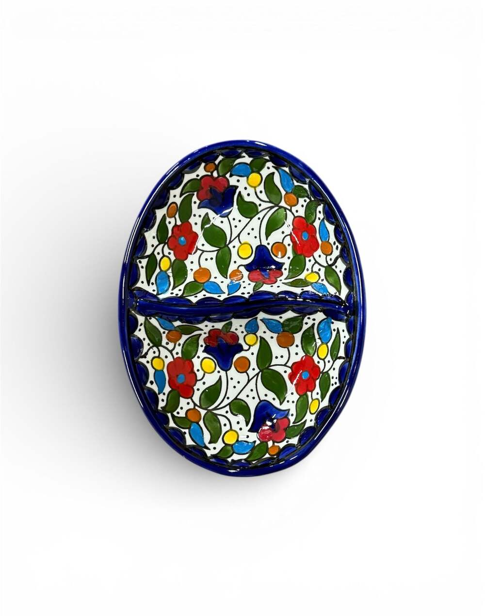 Handmade Ceramic Two-Section Appetizer Plate, Oval, 20x14 cm – Aswaq